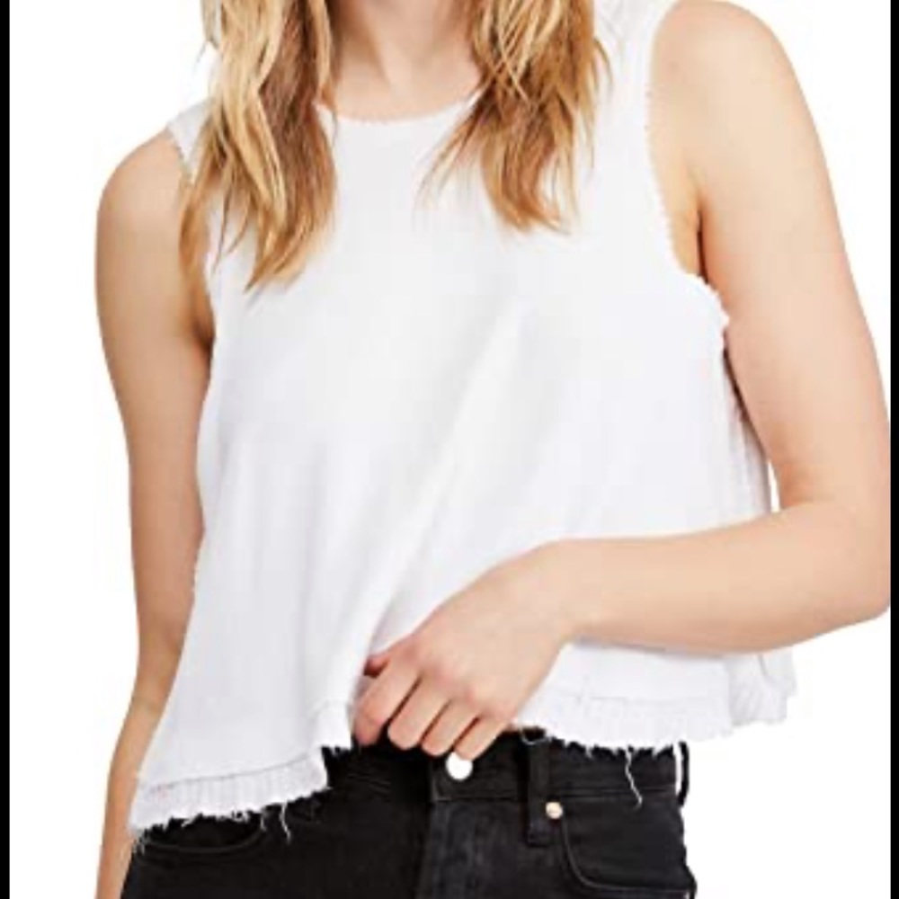 Free people love white ribbed oversized tank top.